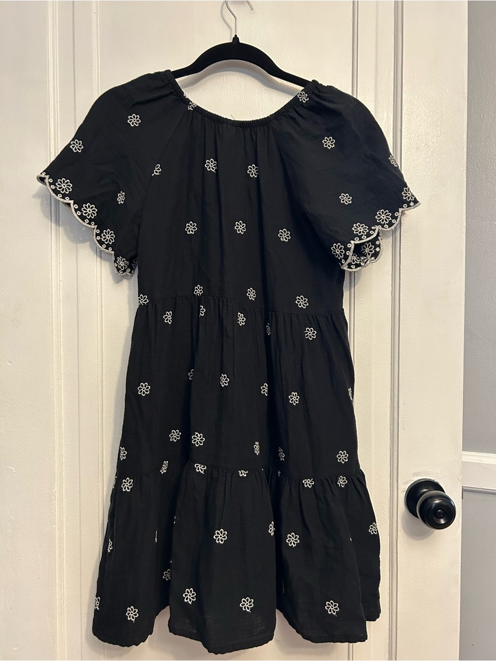 Cat & Jack Black Dress with White Floral Embroidery